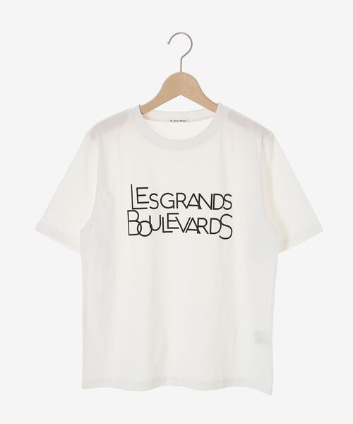 le.coeur blanc(ルクールブラン)の「《手洗い可能》Les Grands BoulevardsロゴTシャツ(Tシャツ/カットソー・レディース・オフホワイト/ベージュ/ダークグレー・38)」の6枚目の写真