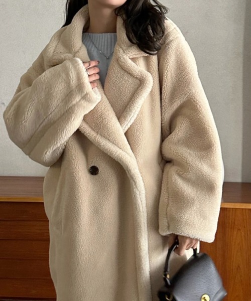 セール】【Eclat one】テディボア ロング コート（チェスターコート