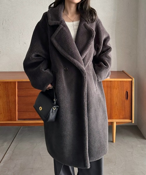 セール】【Eclat one】テディボア ロング コート（チェスターコート