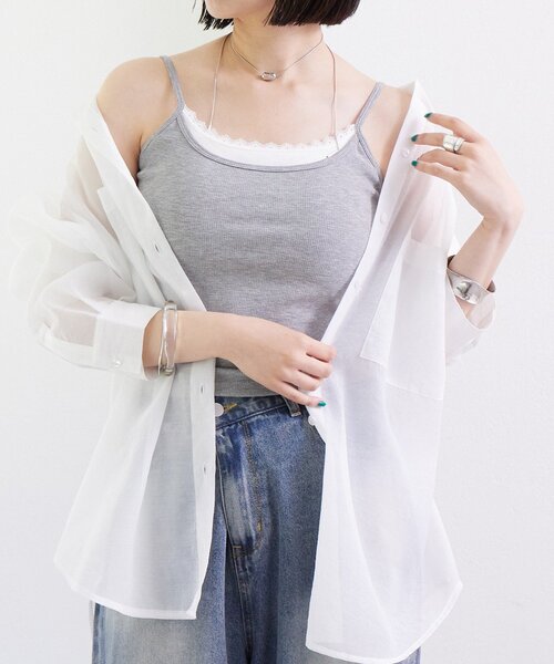 mystic（ミスティック）の「パット付きレイヤードキャミソール（キャミソール・レディース・ベージュ/ブラック/オフホワイト/グレー・FREE）」の3枚目の写真