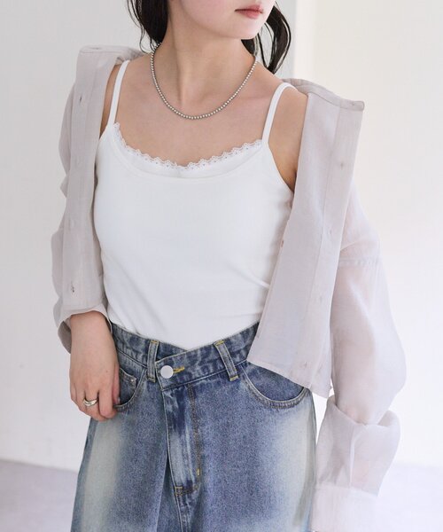 mystic（ミスティック）の「パット付きレイヤードキャミソール（キャミソール・レディース・ベージュ/ブラック/オフホワイト/グレー・FREE）」の11枚目の写真