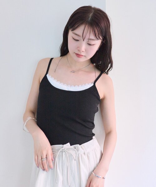 mystic（ミスティック）の「パット付きレイヤードキャミソール（キャミソール・レディース・ベージュ/ブラック/オフホワイト/グレー・FREE）」の21枚目の写真