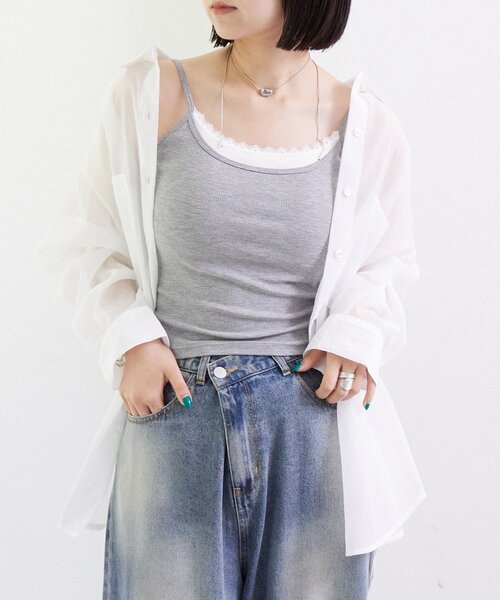 mystic（ミスティック）の「パット付きレイヤードキャミソール（キャミソール・レディース・ベージュ/ブラック/オフホワイト/グレー・FREE）」の19枚目の写真