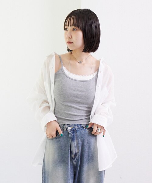 mystic（ミスティック）の「パット付きレイヤードキャミソール（キャミソール・レディース・ベージュ/ブラック/オフホワイト/グレー・FREE）」の17枚目の写真