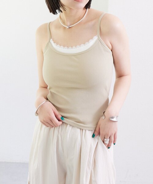 mystic（ミスティック）の「パット付きレイヤードキャミソール（キャミソール・レディース・ベージュ/ブラック/オフホワイト/グレー・FREE）」の14枚目の写真