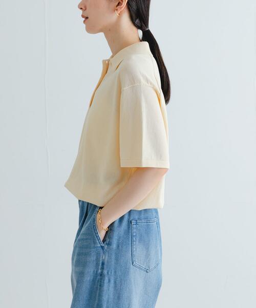 URBAN RESEARCH（アーバンリサーチ）の「シャツカラーハーフスリーブニット（ニット/セーター・レディース・アイボリー/ブラック/イエロー・FREE）」の7枚目の写真