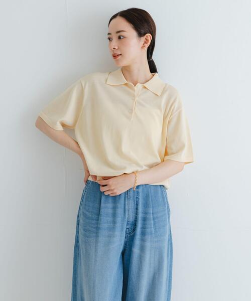 URBAN RESEARCH（アーバンリサーチ）の「シャツカラーハーフスリーブニット（ニット/セーター・レディース・アイボリー/ブラック/イエロー・FREE）」の8枚目の写真