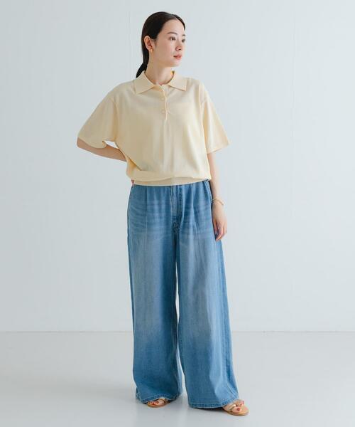 URBAN RESEARCH（アーバンリサーチ）の「シャツカラーハーフスリーブニット（ニット/セーター・レディース・アイボリー/ブラック/イエロー・FREE）」の10枚目の写真