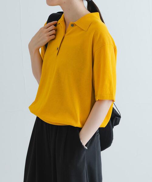 URBAN RESEARCH（アーバンリサーチ）の「シャツカラーハーフスリーブニット（ニット/セーター・レディース・アイボリー/ブラック/イエロー・FREE）」の13枚目の写真
