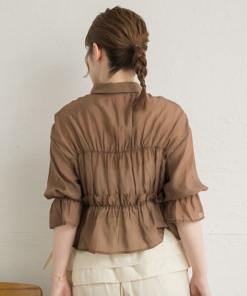 RETRO GIRL（レトロガール）の「フリルギャザーシアーSH（シャツ/ブラウス・レディース・ブルー/オフホワイト/ダークブラウン・FREE）」の18枚目の写真
