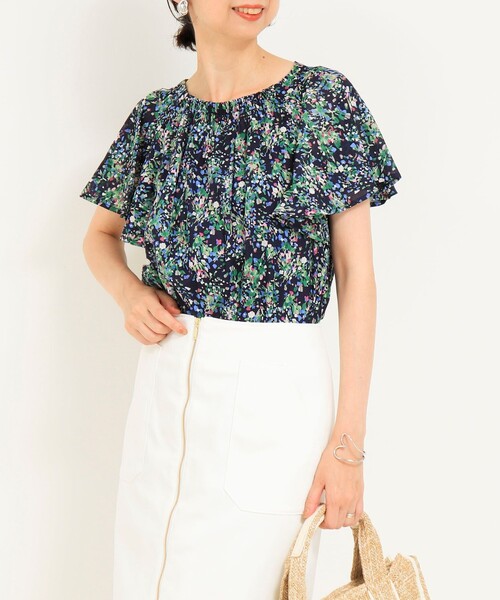 MICO COULIER(ミコクリエ)の「マルチカラーフラワープリントブラウス(シャツ/ブラウス・レディース・ブラック系その他/ブルー系その他・38)」の4枚目の写真