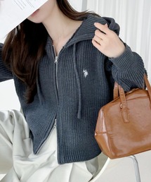 【Ada.別注 U.S. POLO ASSN】ショート丈 ダブルジップ ニット パーカー