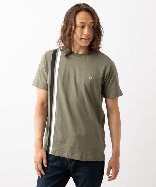 merc london(メルクロンドン)の「MERC LONDON メルクロンドン レーサーストライプTシャツ(Tシャツ/カットソー・メンズ・ワインレッド/カーキ・LARGE/MEDIUM/X-LARGE)」の1枚目の写真