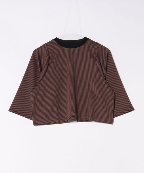 STYLEBLOCK(スタイルブロック)の「ジャガードリブクロップドTシャツ(Tシャツ/カットソー・レディース・ホワイト/レッド/ブラウン・M)」の3枚目の写真