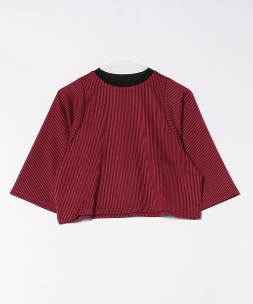 STYLEBLOCK(スタイルブロック)の「ジャガードリブクロップドTシャツ(Tシャツ/カットソー・レディース・ホワイト/レッド/ブラウン・M)」の1枚目の写真