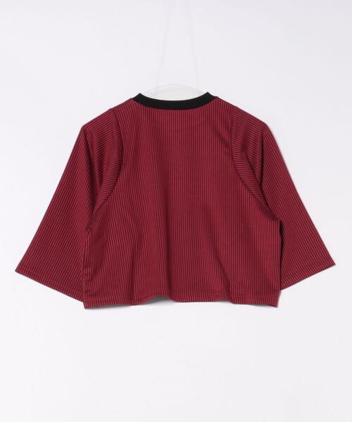 STYLEBLOCK(スタイルブロック)の「ジャガードリブクロップドTシャツ(Tシャツ/カットソー・レディース・ホワイト/レッド/ブラウン・M)」の4枚目の写真
