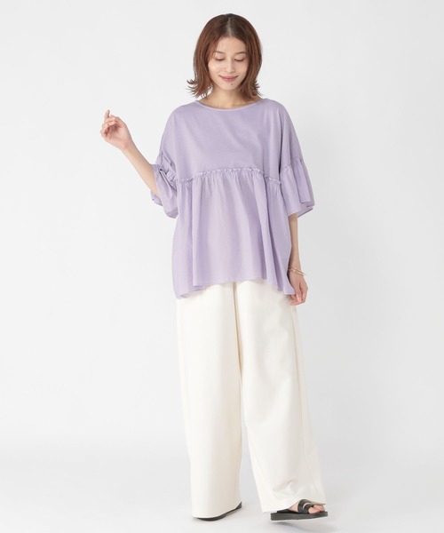 セール】ピグメントフレア切り替えプルオーバー（Tシャツ