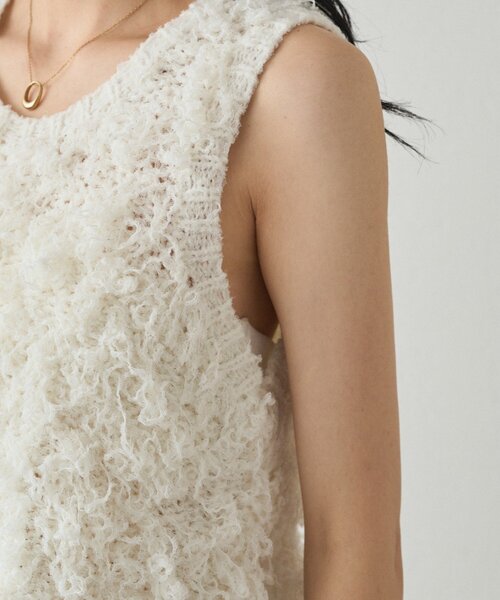 LOUNGEDRESS（ラウンジドレス）の「チュールループニットベスト（ベスト・レディース・アイボリー/ブラック・FREE）」の18枚目の写真