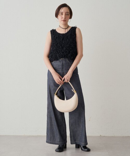 LOUNGEDRESS（ラウンジドレス）の「チュールループニットベスト（ベスト・レディース・アイボリー/ブラック・FREE）」の20枚目の写真