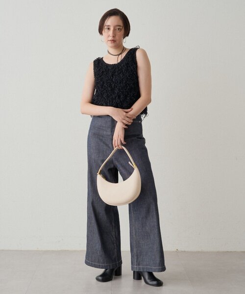 LOUNGEDRESS（ラウンジドレス）の「チュールループニットベスト（ベスト・レディース・アイボリー/ブラック・FREE）」の21枚目の写真