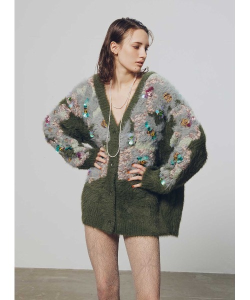 花柄ビジューシャギーカーディガン（ニット/セーター）｜COEL（コエル