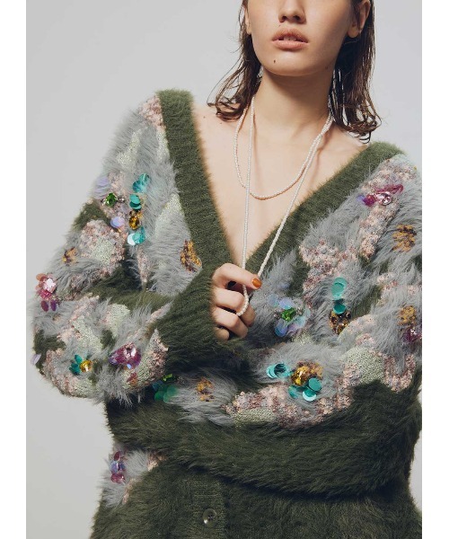 花柄ビジューシャギーカーディガン（ニット/セーター）｜COEL（コエル