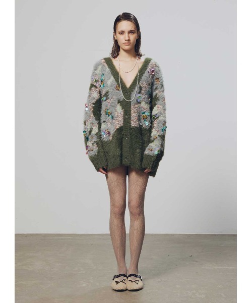花柄ビジューシャギーカーディガン（ニット/セーター）｜COEL（コエル