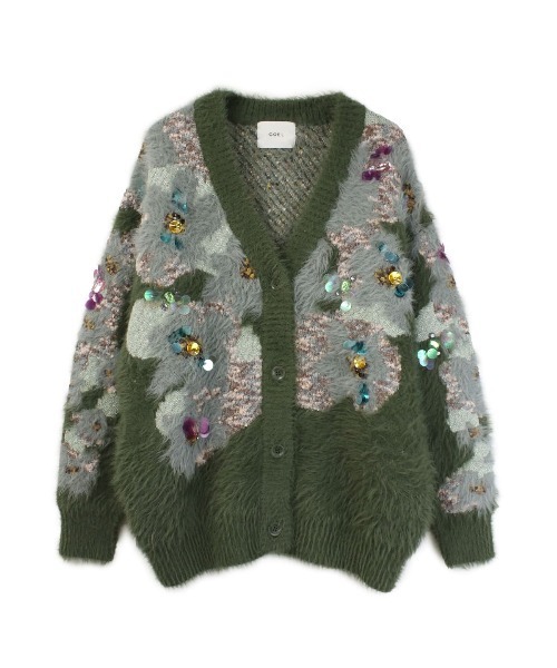 花柄ビジューシャギーカーディガン（ニット/セーター）｜COEL（コエル