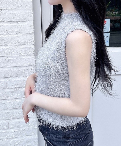 INGNI(イング)の「シャギーノースリニット(ニット/セーター・レディース・ライトグレー/ピンク/ブラック/オフホワイト・M)」の19枚目の写真