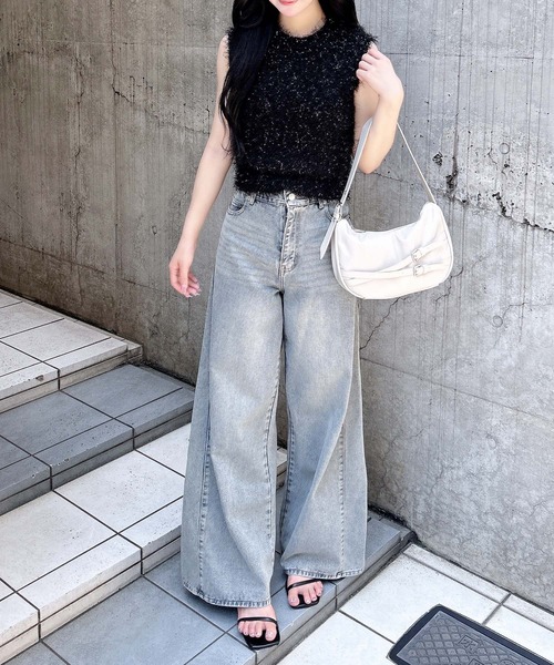 INGNI(イング)の「シャギーノースリニット(ニット/セーター・レディース・ライトグレー/ピンク/ブラック/オフホワイト・M)」の16枚目の写真