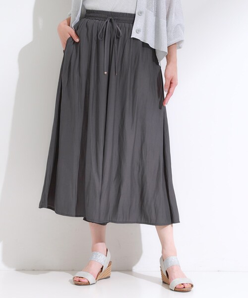 DRESKIP(ドレスキップ)の「【S-LL/裏地ひんやり】スカート見えで上品に マットサテンスカーチョ(その他パンツ・レディース・チャコールグレー/ネイビー/オレンジ/ホワイト系9/ブラック系6・01/02/03/04)」の6枚目の写真