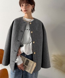 Classical Evon（クラシカルエヴォン）の「【Classical Evon】端正な佇まいが導く上品スタイル。ツイードボンディング金釦ノーカラージャケット（ノーカラージャケット）」