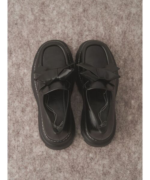 merry jenny(メリージェニー)の「ribbonプラットフォームローファー(ローファー・レディース・ブラック/アイボリー/ボルドー・LARGE/MEDIUM)」の1枚目の写真
