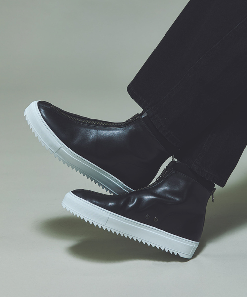 alfredoBANNISTER(アルフレッドバニスター)の「【MADE IN JAPAN】ダブルジップ スニーカー(スニーカー・メンズ・ブラック/ホワイト・43/42/41/40/44)」の2枚目の写真