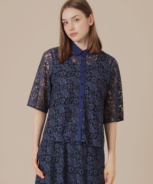 MACKINTOSH LONDON（マッキントッシュ ロンドン）の「ボタニカルレースブラウス（シャツ/ブラウス・レディース・ブラック/ネイビー・38/40）」の2枚目の写真