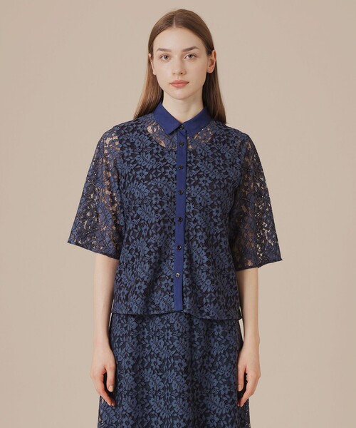 MACKINTOSH LONDON（マッキントッシュ ロンドン）の「ボタニカルレースブラウス（シャツ/ブラウス・レディース・ブラック/ネイビー・38/40）」の5枚目の写真