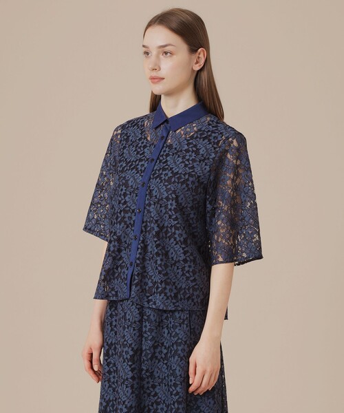 MACKINTOSH LONDON（マッキントッシュ ロンドン）の「ボタニカルレースブラウス（シャツ/ブラウス・レディース・ブラック/ネイビー・38/40）」の6枚目の写真