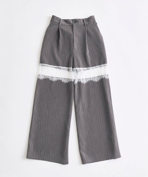 OLIVE des OLIVE（オリーブデオリーブ）の「レース切替ワイドスラックスパンツ（その他パンツ・レディース・グレー/ブラウン系その他/ブラック・FREE）」の17枚目の写真