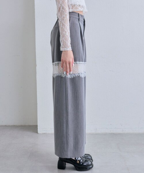 OLIVE des OLIVE（オリーブデオリーブ）の「レース切替ワイドスラックスパンツ（その他パンツ・レディース・グレー/ブラウン系その他/ブラック・FREE）」の19枚目の写真
