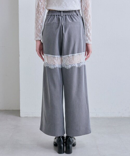 OLIVE des OLIVE（オリーブデオリーブ）の「レース切替ワイドスラックスパンツ（その他パンツ・レディース・グレー/ブラウン系その他/ブラック・FREE）」の20枚目の写真