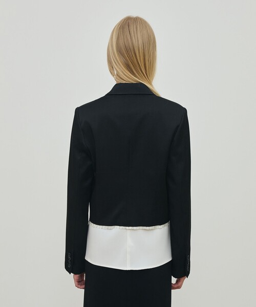 セール】レーヨンサテン クロップドジャケット（テーラードジャケット