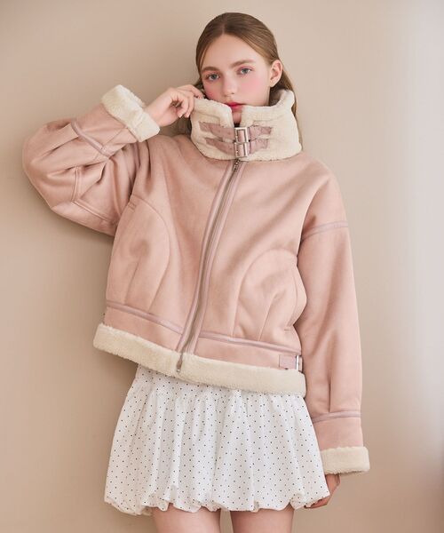 MAJESTIC LEGON(マジェスティックレゴン)の「オーバーサイズボアブルゾン(ブルゾン・レディース・ブラック/ダークブラウン/ピンク/アイボリー/キャメル・SMALL/MEDIUM/X-SMALL)」の5枚目の写真