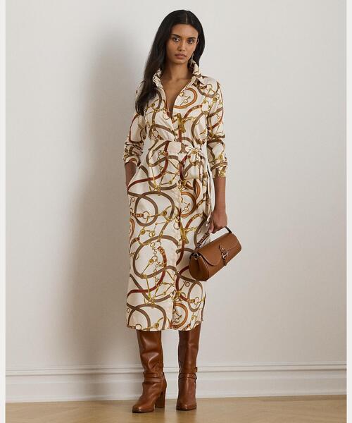 新品✨　ローレンラルフローレン　シャツワンピース　ベルト　ロング　長袖　現行　M リネン シャツドレス（シャツワンピース）｜LAUREN RALPH LAUREN