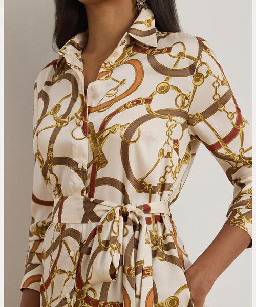 ベルティングプリント ツイル シャツドレス（シャツワンピース