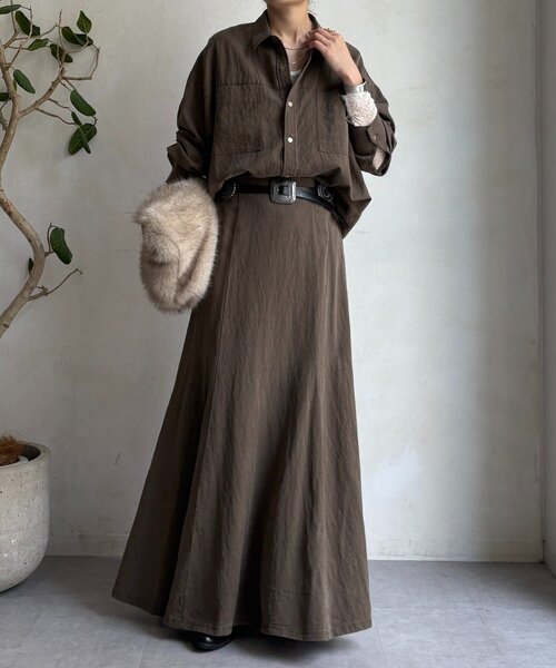 DOUDOU(ドゥドゥ) ピグメントライクシャツ セットアップ対応】ピグメントライクシャツ（シャツ/ブラウス