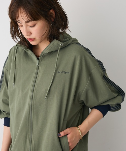 CRAFT STANDARD BOUTIQUE（クラフトスタンダードブティック）の「軽量/接触冷感/UVカット トラックパーカー（パーカー・レディース・ブラック/アイボリー/チャコールグレー/ベージュ/ネイビー/カーキ・S/L/M）」の5枚目の写真