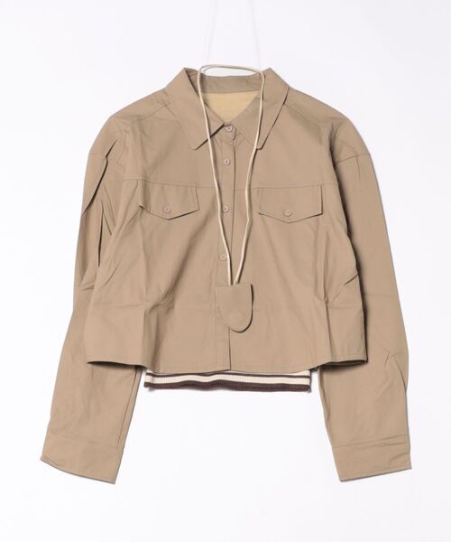 SUWDEE(スーディー)の「military cropped shirt jacket(ノーカラージャケット・レディース・ブラック/グレイッシュベージュ/ブラウン/グレー・FREE)」の13枚目の写真