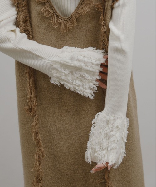 Eimee Law ロゴテープベルトバックティアードフリルウールコート