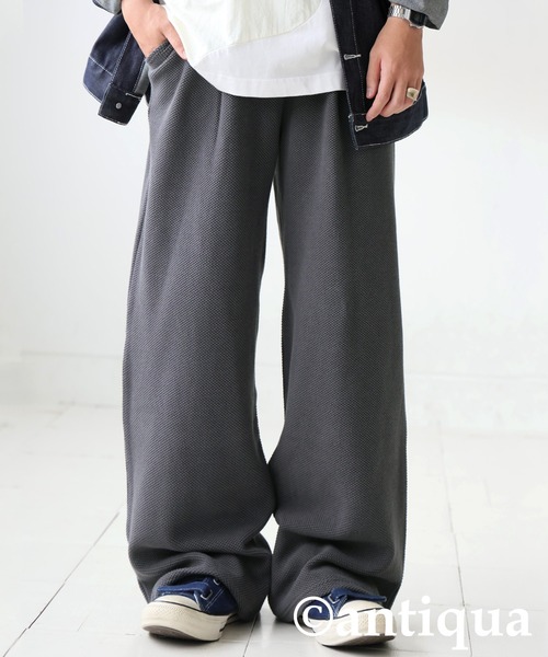 antiqua(アンティカ)の「ワッフルワイドパンツ(その他パンツ・レディース・ブラック/グレー・MEDIUM/LARGE)」の3枚目の写真