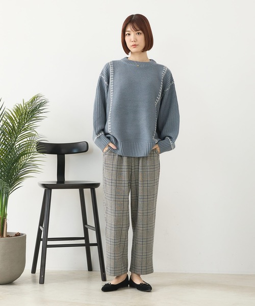 fort point（フォーポイント）の「【C-FORT POINT/フォートポイント】【マットな質感と落ち感ですっきり見え】チェックテーパードパンツ ウール調 グレンチェック（その他パンツ・レディース・ブラウン/グレー/ブルー・MEDIUM/LARGE）」の17枚目の写真